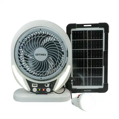 Ventilador Solar 6" De Mesa Con 2 Focos Leds