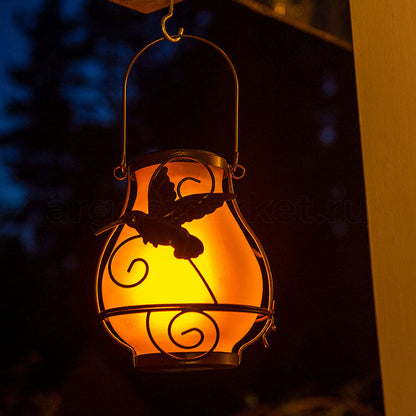 Candelabro de Colibri Solar Efecto Fuego 26 Cm