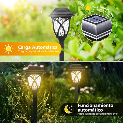 faros solares para jardín 44 Cm LUZ AMARILLA