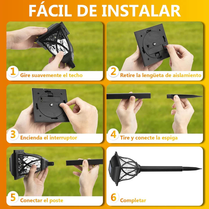 faros solares para jardín 44 Cm LUZ AMARILLA
