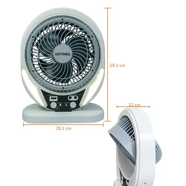 Ventilador Solar 6" De Mesa Con 2 Focos Leds