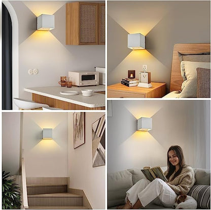 Aplique De Pared Cubo Bidireccional Recargable Luz Amarilla