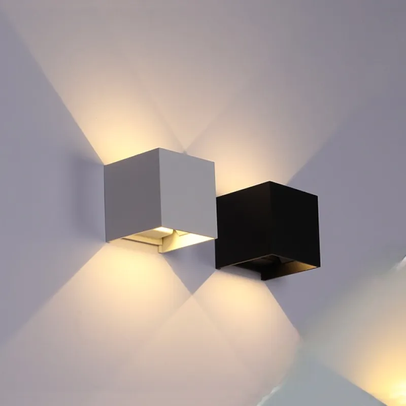 Aplique De Pared Cubo Bidireccional Recargable Luz Amarilla