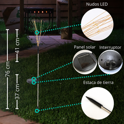 Estaca Solar Fuegos Artificiales Luz Amarilla