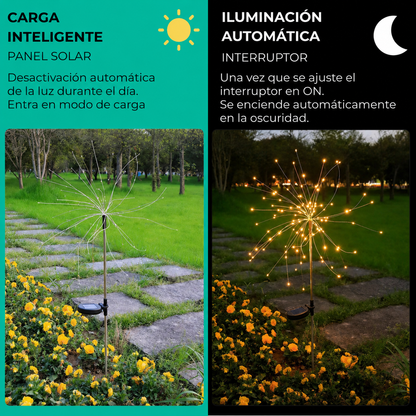 Estaca Solar Fuegos Artificiales Luz Amarilla