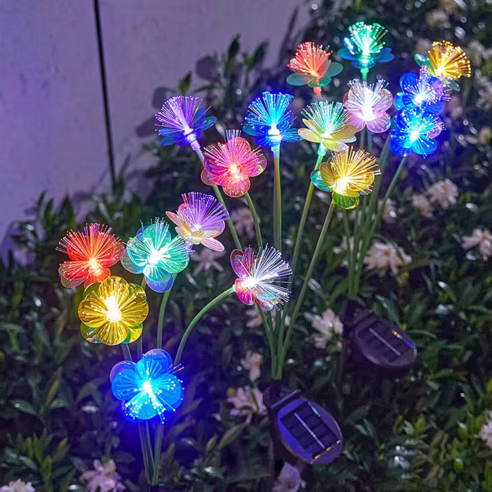 Estaca Solar Flor Fibra Óptica RGB Ambienta
