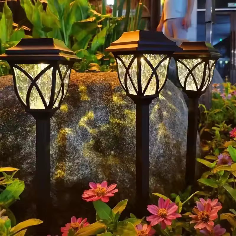 faros solares para jardín 44 Cm LUZ AMARILLA