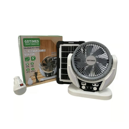 Ventilador Solar 6" De Mesa Con 2 Focos Leds